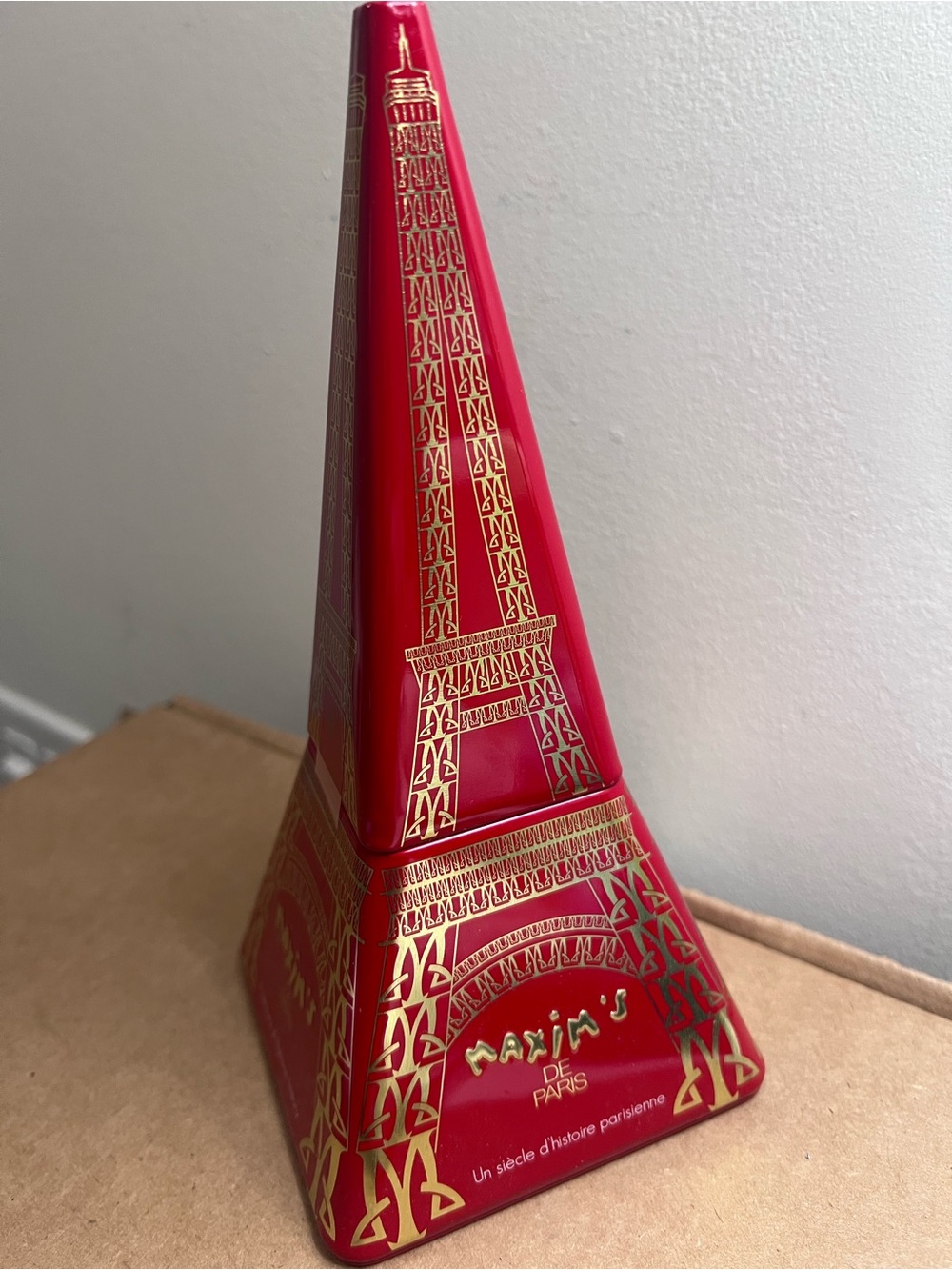 Maxim's de Paris Collectible Eiffel Tower Red
Metal Tin Box Empty Decor